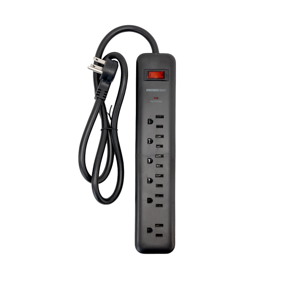 6 Outlet 900J Surge Protector - 45 Degree Angle 5-15P Plug – Circuit Breaker – Generic