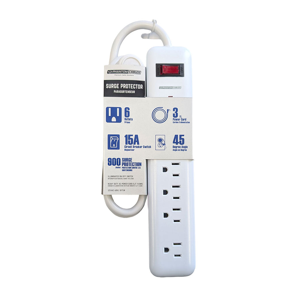 6 Outlet 900J Surge Protector - 45 Degree Angle 5-15P Plug – Circuit Breaker – Generic – Power Strips & Surge Protectors (photo 12)