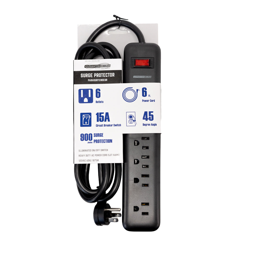6 Outlet 900J Surge Protector - 45 Degree Angle 5-15P Plug – Circuit Breaker – Generic – Power Strips & Surge Protectors (photo 4)