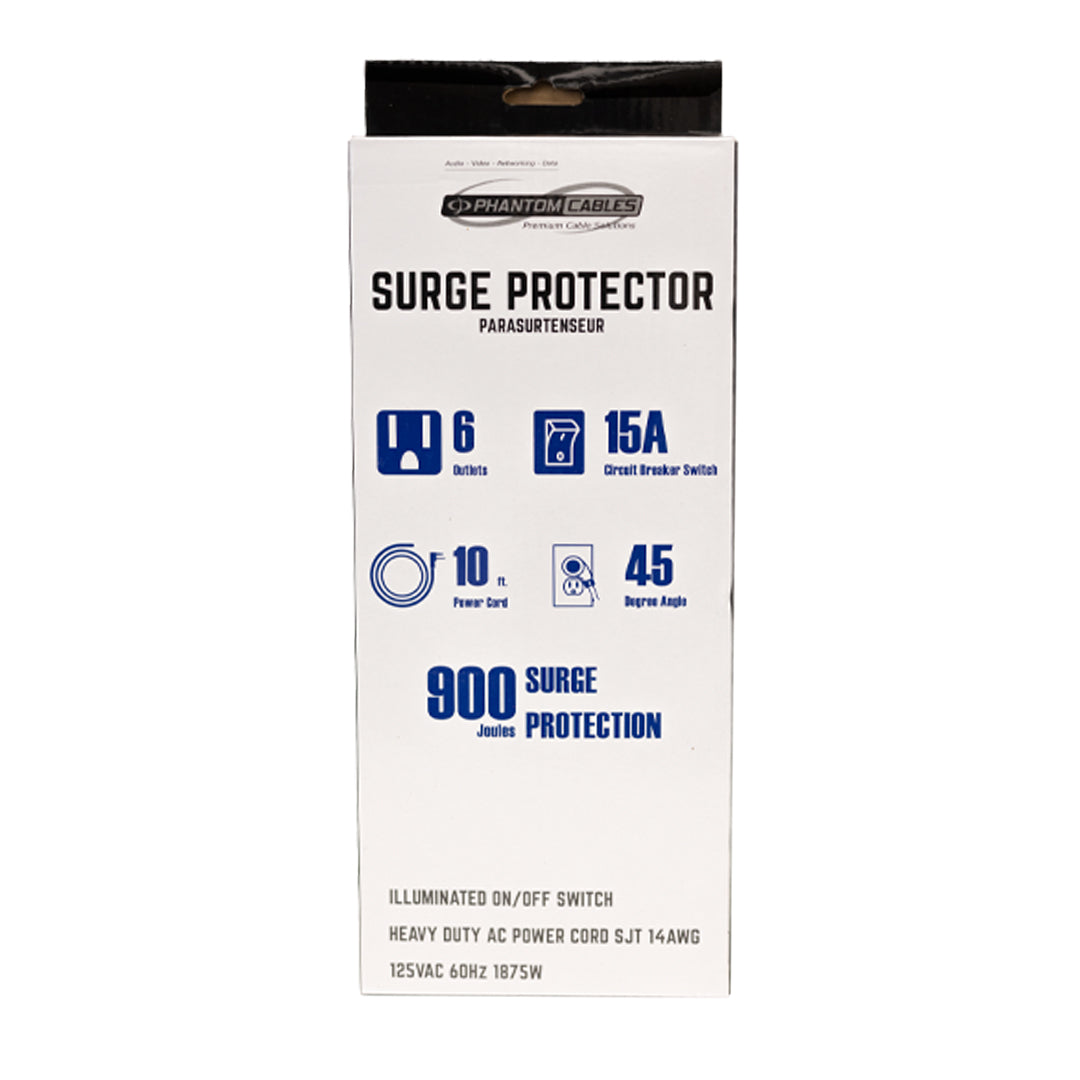 6 Outlet 900J Surge Protector - 45 Degree Angle 5-15P Plug – Circuit Breaker – Generic – Power Strips & Surge Protectors (photo 6)
