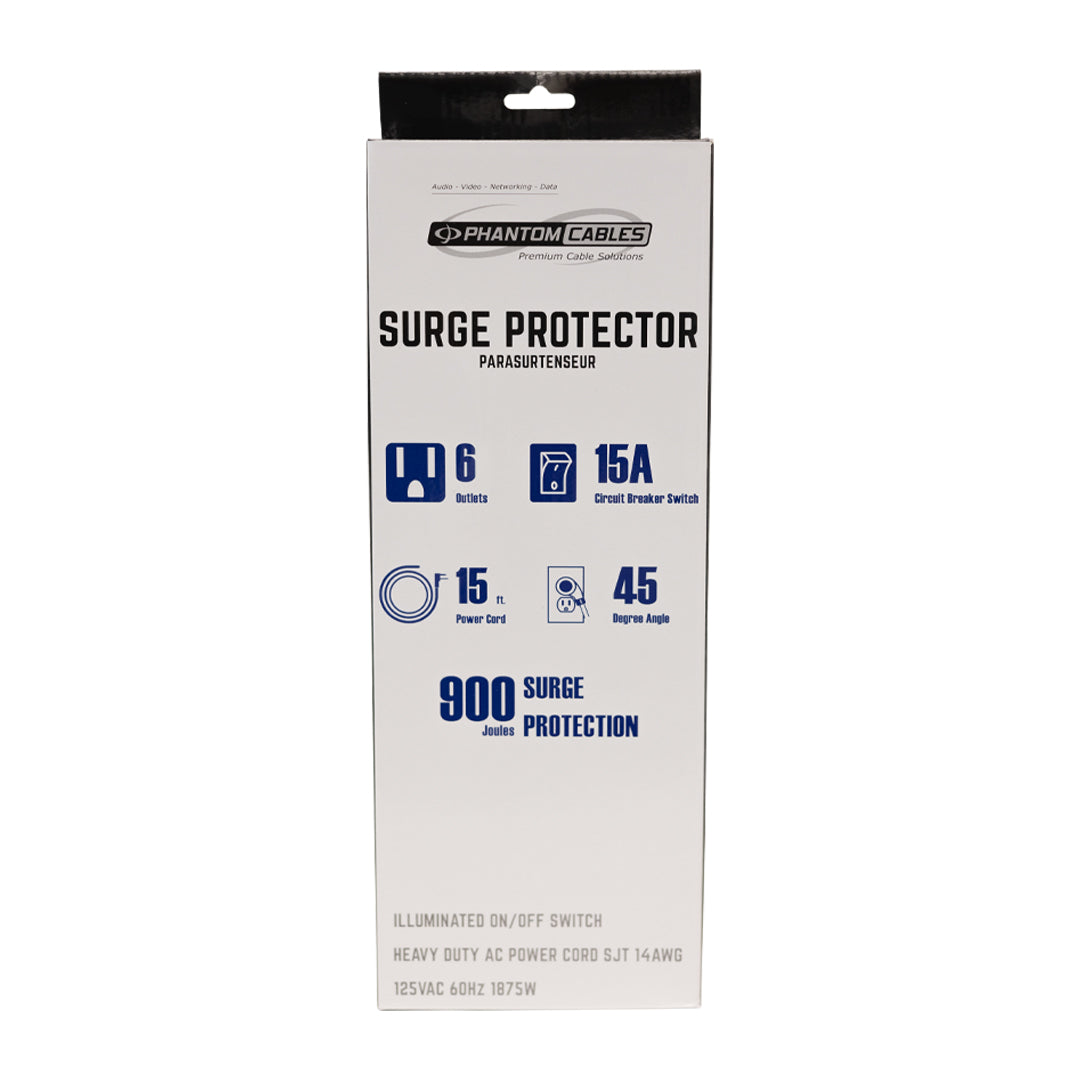 6 Outlet 900J Surge Protector - 45 Degree Angle 5-15P Plug – Circuit Breaker – Generic – Power Strips & Surge Protectors (photo 8)