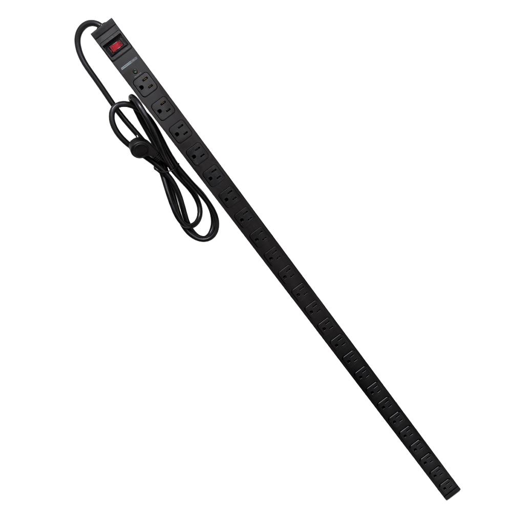 24 Outlet 48 inch Surge Protector 2100J - 6ft Cord 45 Degree Angle Plug, Metal - Black – Generic