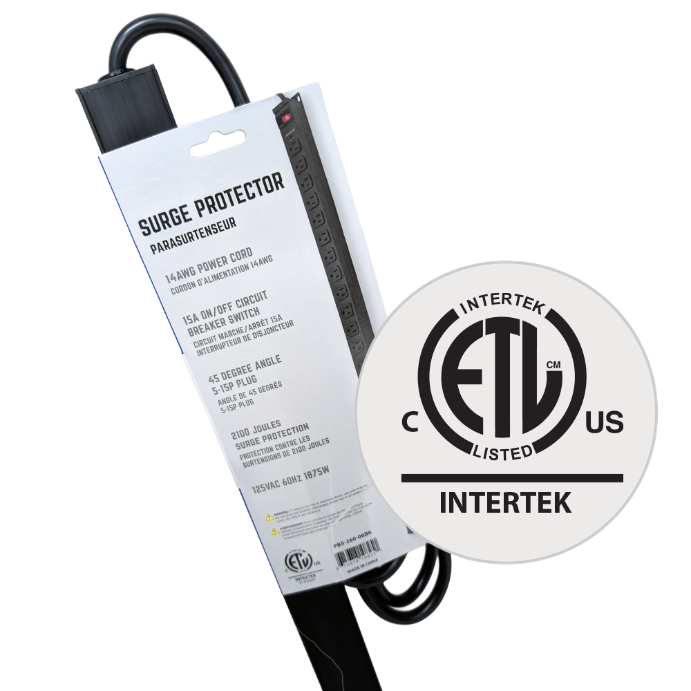 24 Outlet 48 inch Surge Protector 2100J - 6ft Cord 45 Degree Angle Plug, Metal - Black – Generic – Power Strips & Surge Protectors (photo 7)