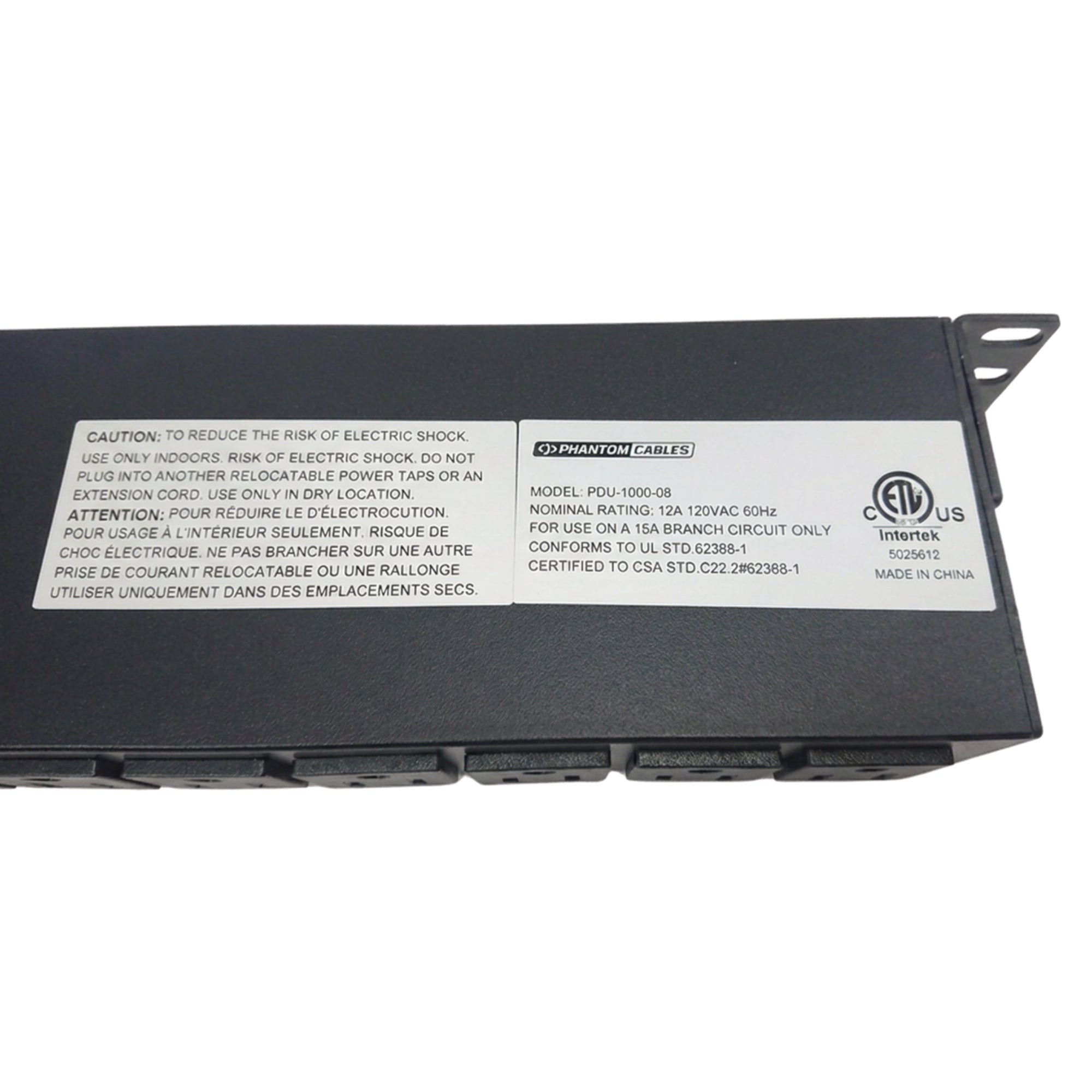 19 Inch Horizontal Rack Mount PDU 8x5-15R Rear 2x5-15R Front With Breaker Switch & 8ft Cord – Generic – Rack Mount Power Strips & Surge Protectors (photo 3)