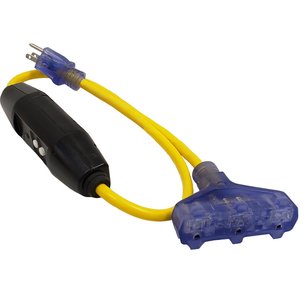 3ft 5-15P GFCI Plug to Triple Tap 5-15R Adapter - SJTW – Generic – Power Strips & Surge Protectors