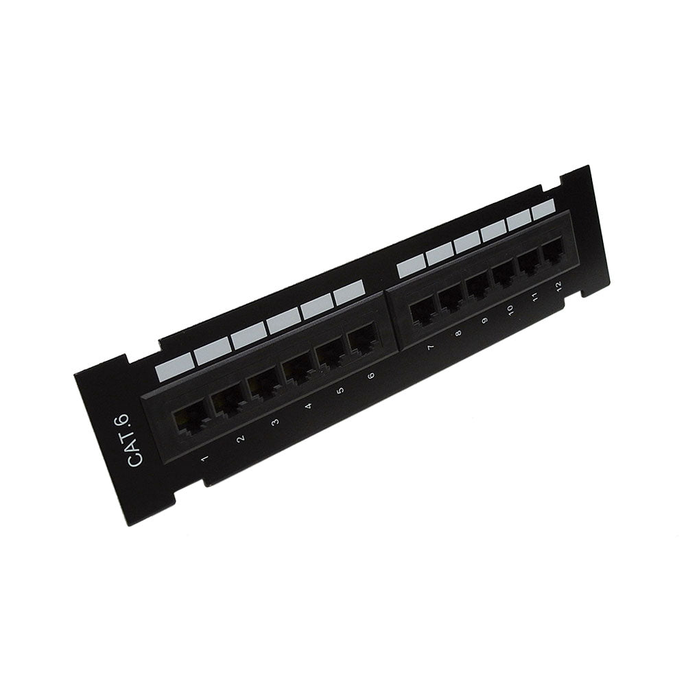 12-Port CAT6 Patch Panel, Self Mount Patch Panel - 110 Punch-Down – Generic