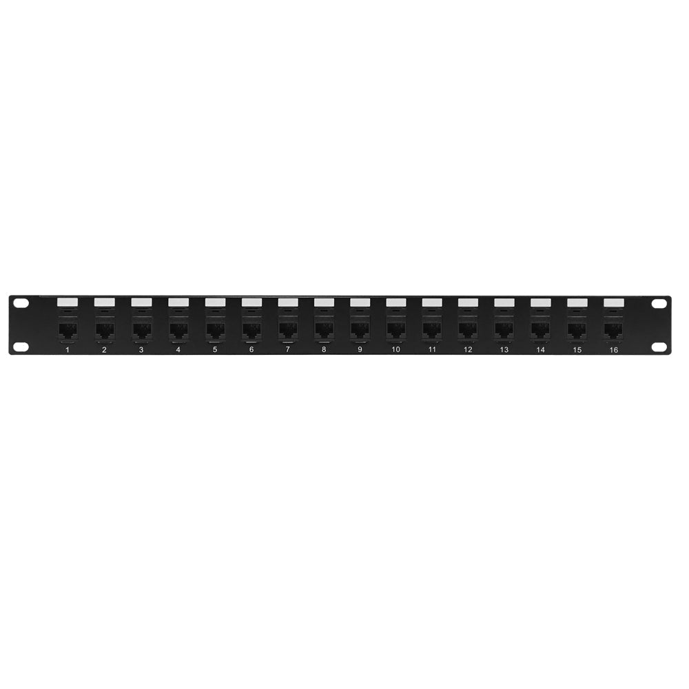 16-Port CAT6 Patch Panel, 19" Rackmount 1U - Pass-Through – Generic