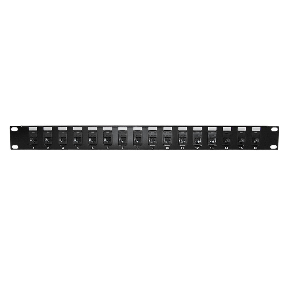 16-Port CAT6A Patch Panel, 19" Rackmount 1U - 110 Punch-Down – Generic