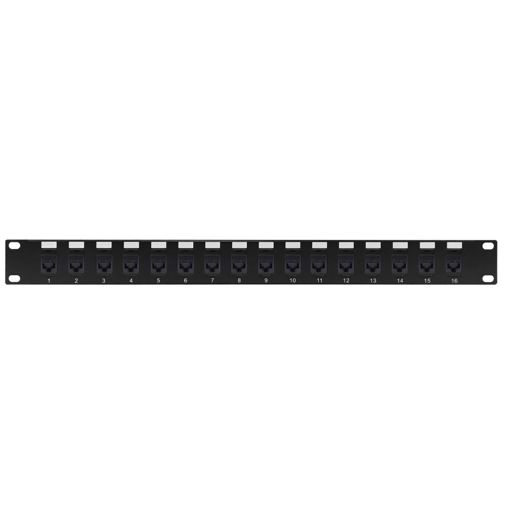 16-Port Cat6a Patch Panel, 19" Rackmount 1U - Pass-Through – Generic – CAT6A Patch Panels
