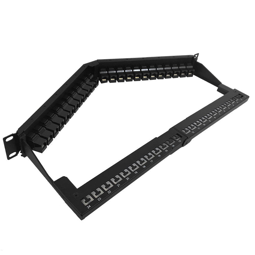 24-Port Angled CAT6 Patch Panel, 19" Rackmount 1U - Pass-Through – Generic – CAT6 Patch Panels (photo 2)