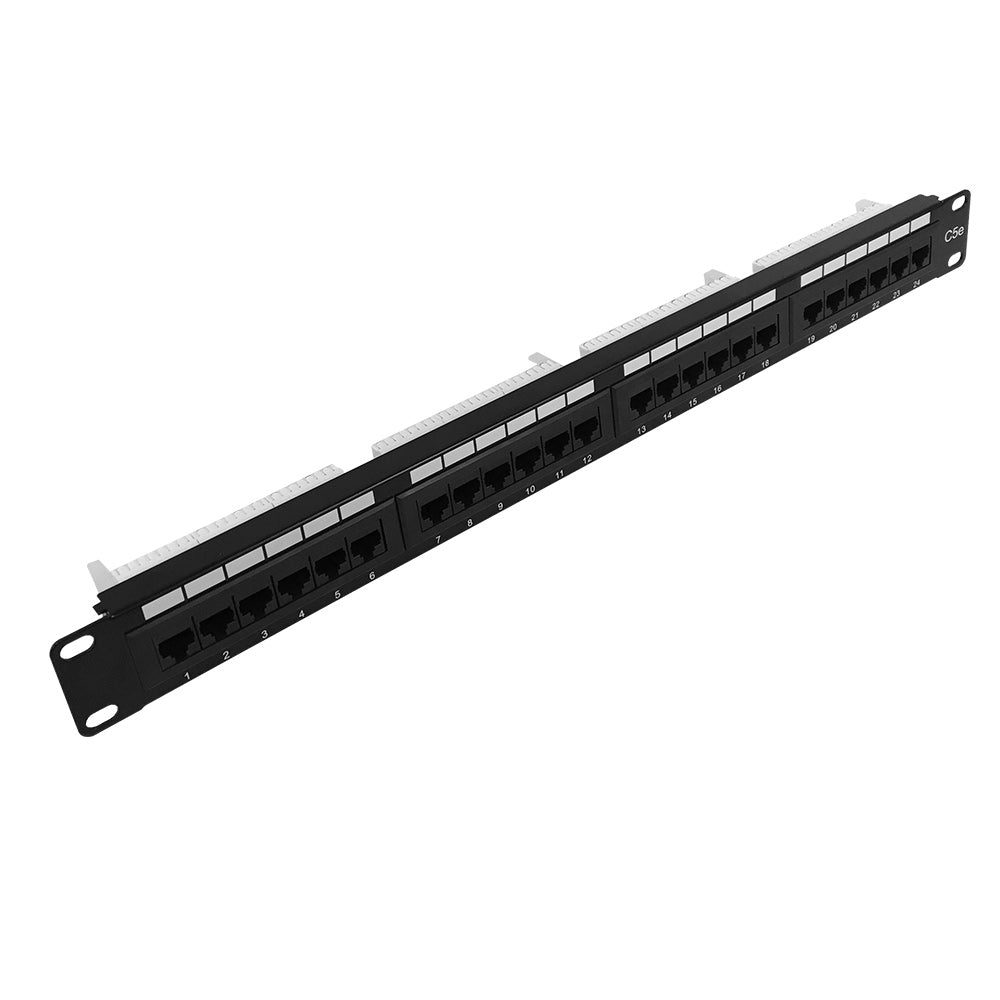 24-Port CAT5e Patch Panel, 19" Rackmount 1U - 110 Punch-Down – Generic