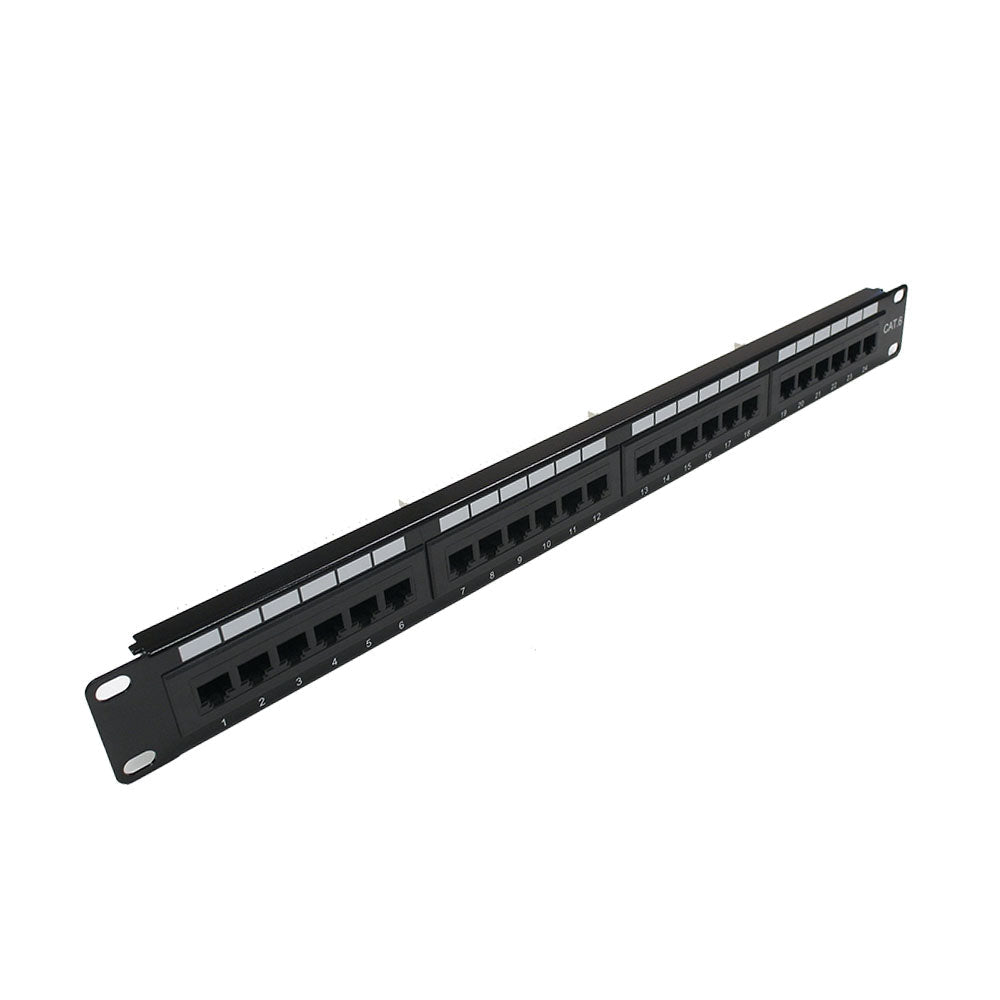 24-Port CAT6 Patch Panel, 19" Rackmount 1U - 110 Punch-Down – Generic