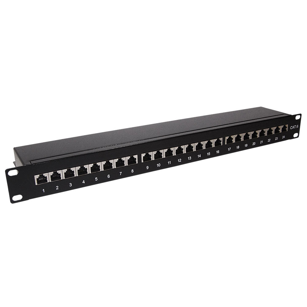 24-Port CAT6 Shielded Patch Panel, 19" Rackmount 1U - 110 Punch-Down – Generic