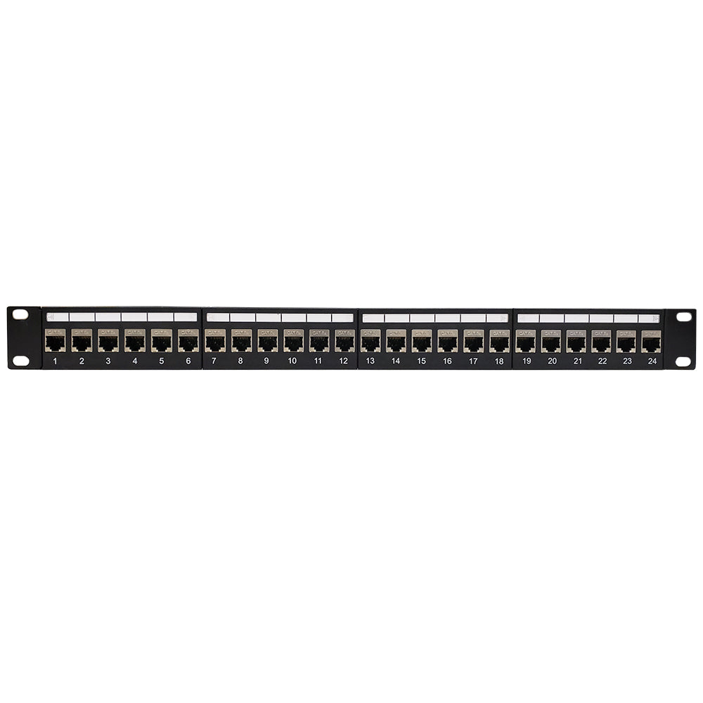 24-Port CAT6A Shielded Patch Panel, 19" Rackmount 1U - Pass-Through – Generic – CAT6A Patch Panels