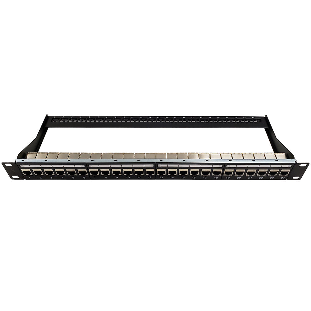 24-Port CAT6A Shielded Patch Panel, 19" Rackmount 1U - Pass-Through – Generic – CAT6A Patch Panels (photo 2)