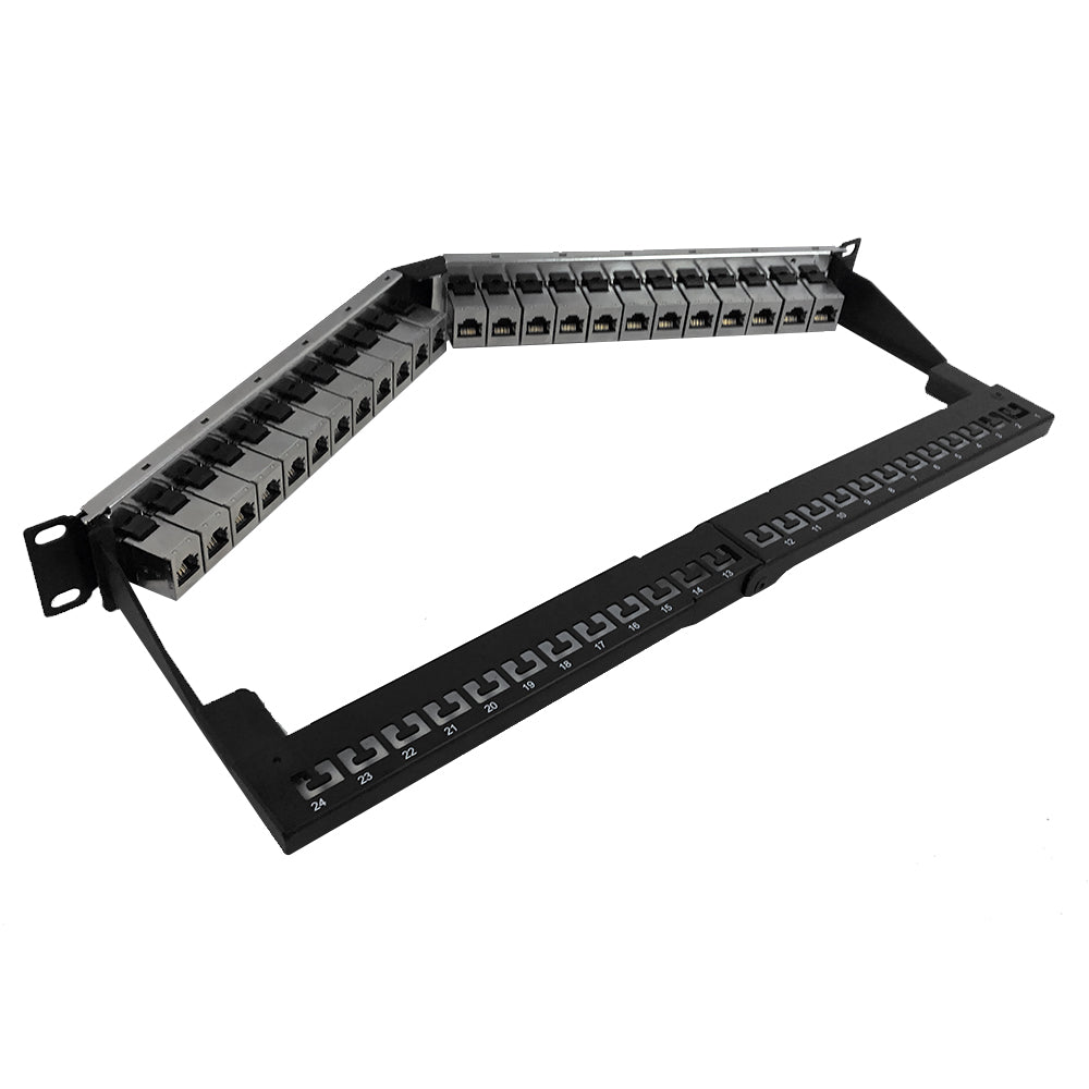 24-Port Angled CAT6 Shielded Patch Panel, 19" Rackmount 1U - Pass-Through – Generic – CAT6 Patch Panels (photo 2)