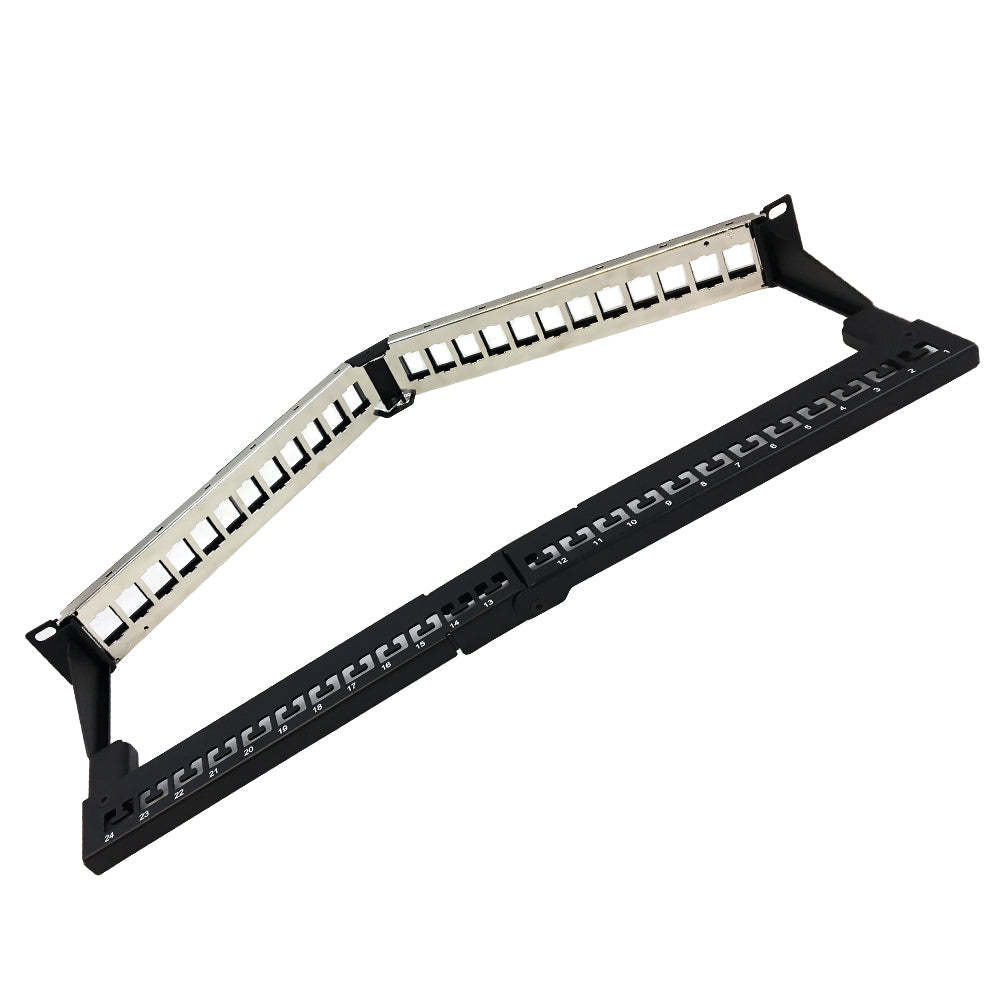 24-port Shielded Angled Keystone Patch Panel - 19 inch Rackmount 1U with Cable Manager - Unloaded – Generic – Unloaded Patch Panels (photo 2)