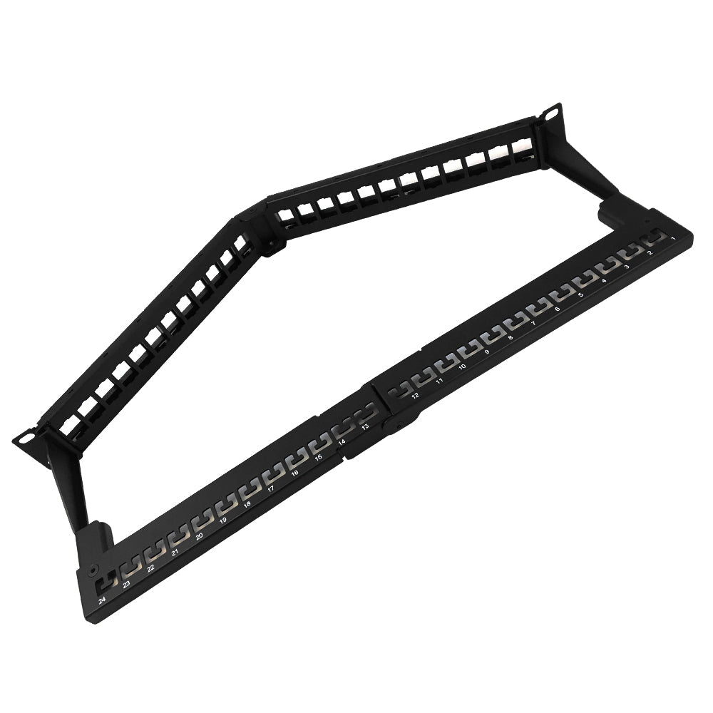 24-port Angled Keystone UTP Panel 1U w/ Cable Manager - Unloaded – Generic – Unloaded Patch Panels (photo 2)