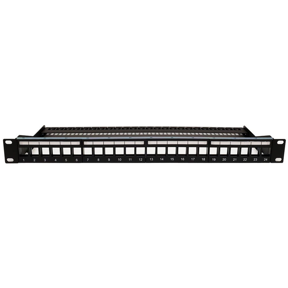 24-port Keystone Patch Panel - 19 inch Rackmount 1U - High Density with Cable Manager - Shielded - Unloaded – Generic