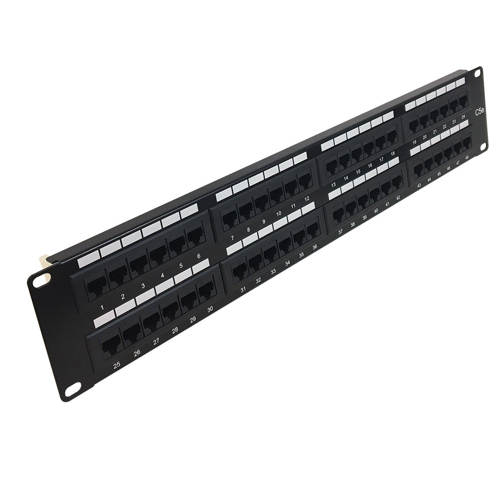 48-Port CAT5e Patch Panel, 19" Rackmount 2U - 110 Punch-Down – Generic – CAT5E Patch Panels
