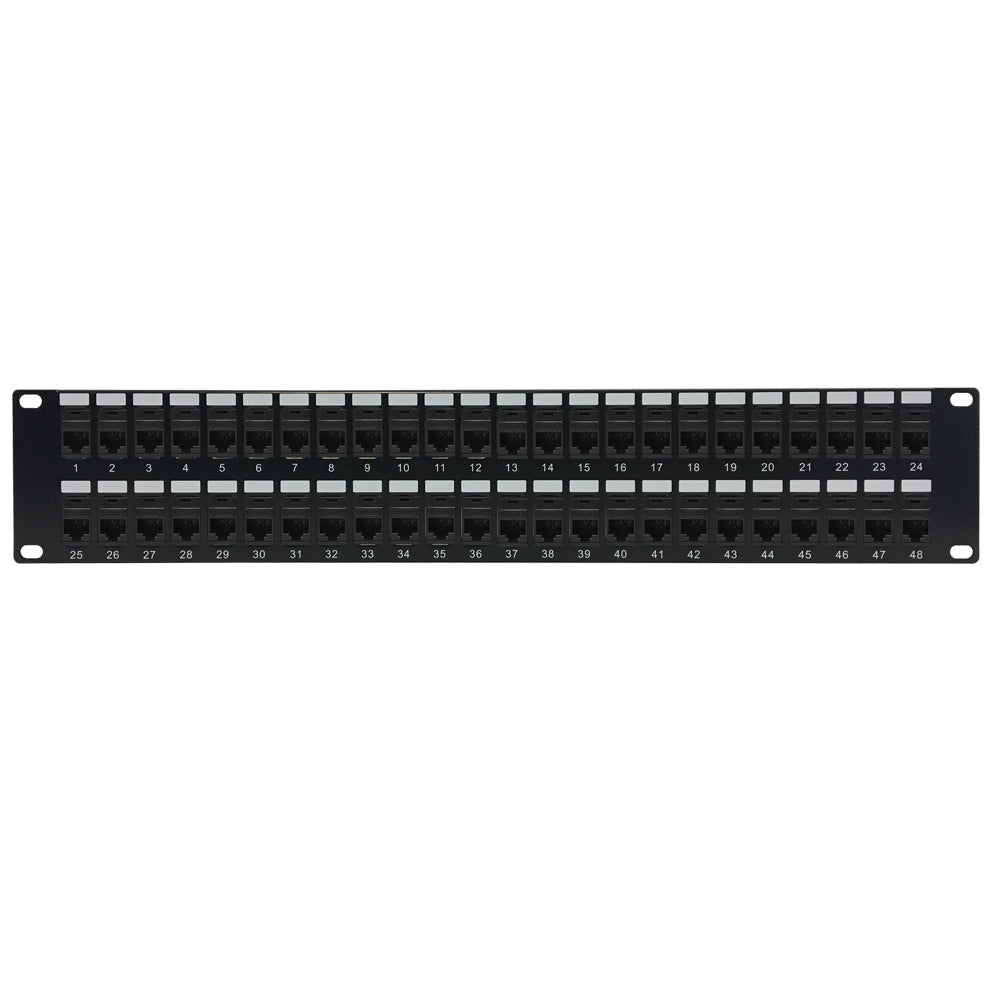 48-Port CAT6 Patch Panel, 19" Rackmount 2U - Pass-Through – Generic