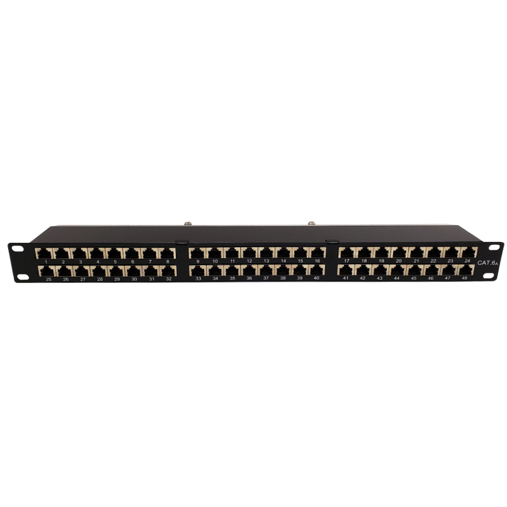 48-Port CAT6A Shielded Patch Panel, 19" Rackmount 1U – Generic – CAT6A Patch Panels