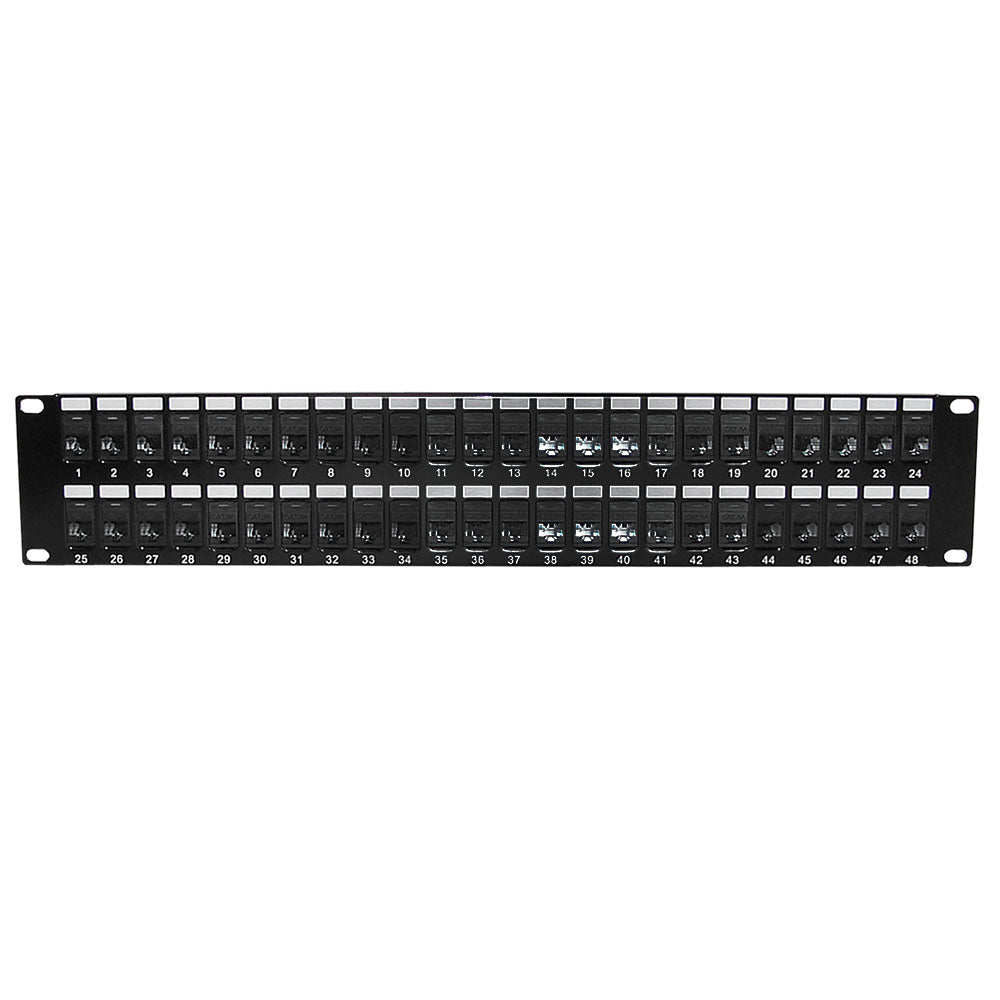 48-Port CAT6A Patch Panel, 19" Rackmount 2U - 110 Punch-Down – Generic – CAT6A Patch Panels
