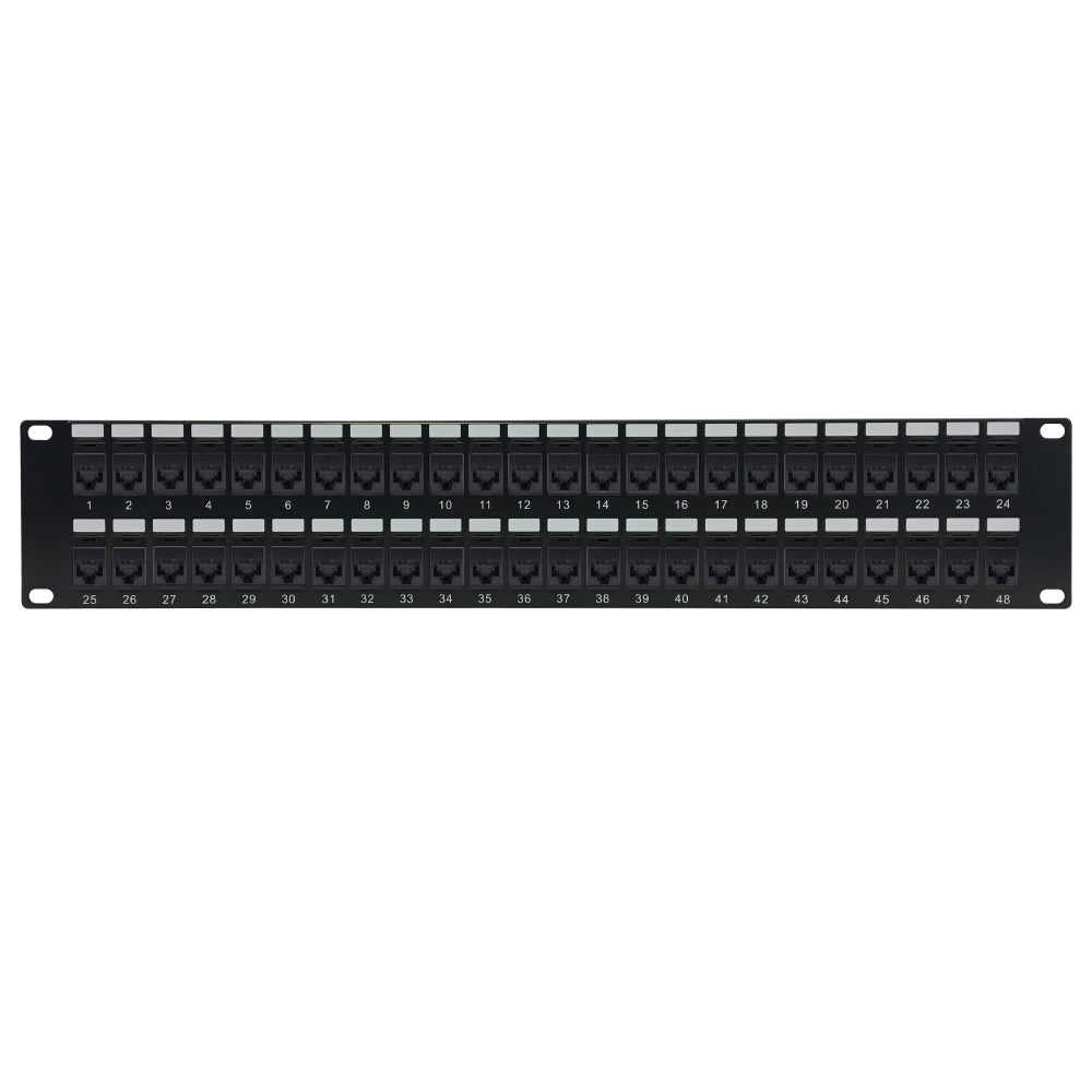 48-Port Cat6a Patch Panel, 19" Rackmount 2U - Pass-Through – Generic