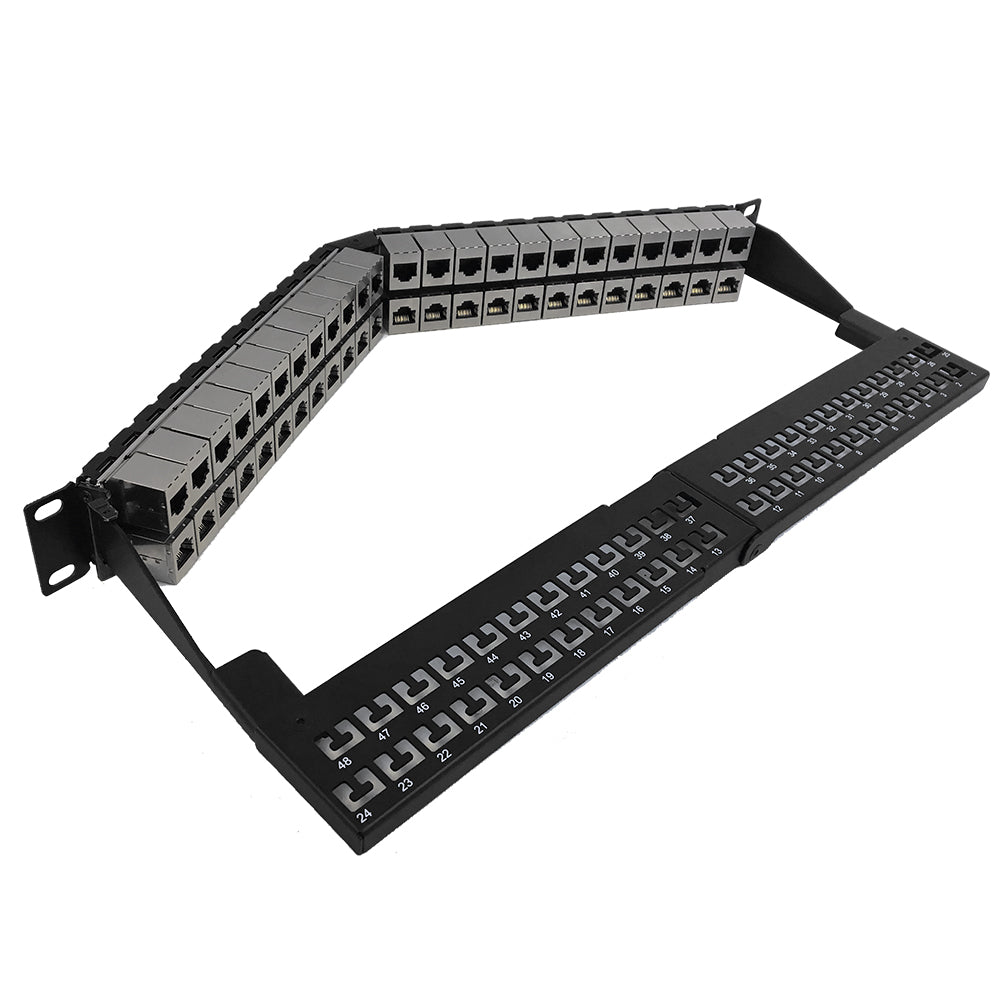 48-Port Angled CAT6 Shielded Patch Panel, 19" Rackmount 2U - Pass-Through – Generic – CAT6 Patch Panels (photo 2)