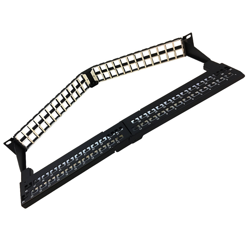 48-port Shielded Angled Keystone Patch Panel - 19 inch Rackmount 1U with Cable Manager - Unloaded – Generic – Unloaded Patch Panels (photo 2)