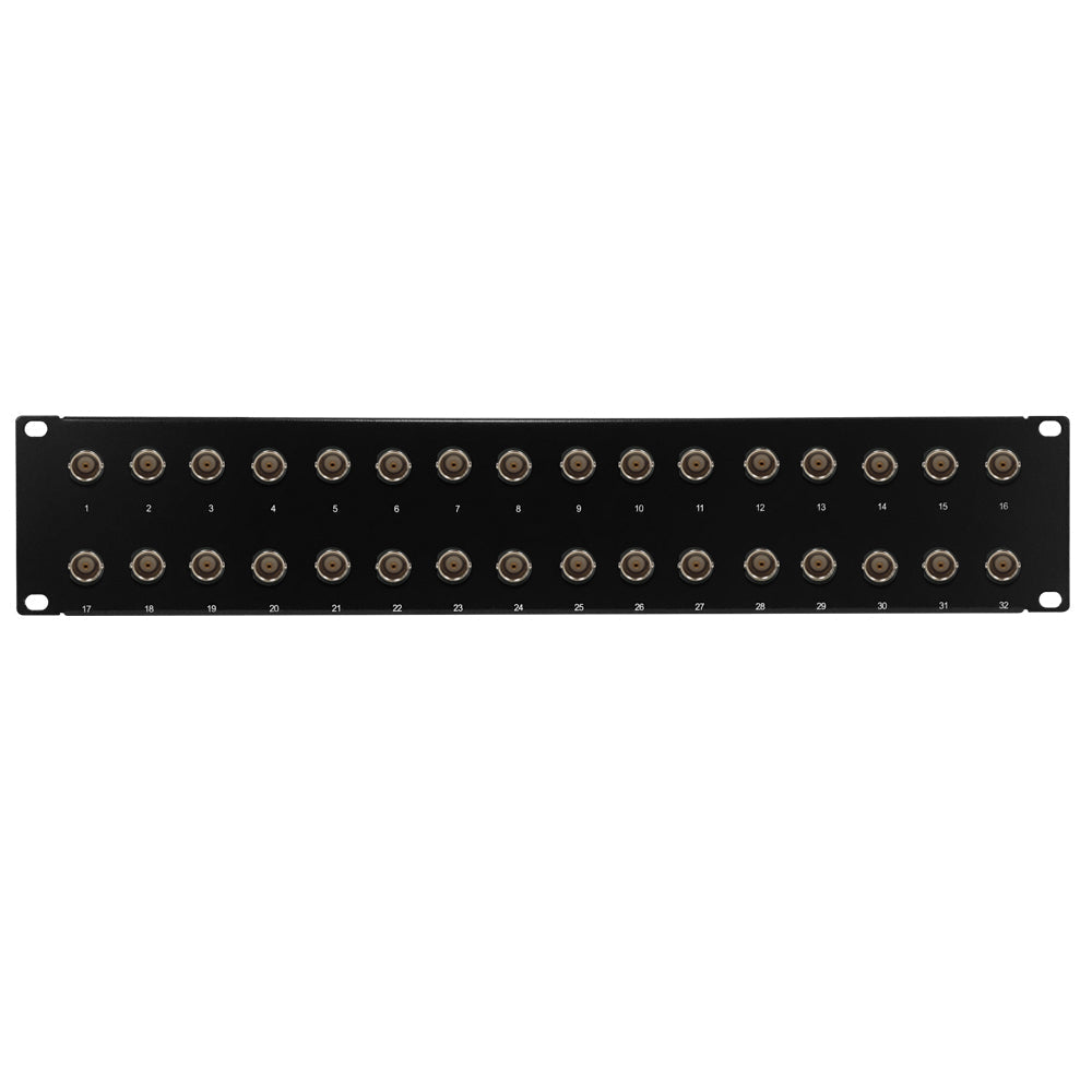 32-Port 75 Ohm BNC 12GHz HD-SDI patch panel, 19 inch rackmount 2U – Generic – Audio/Video Patch Panels