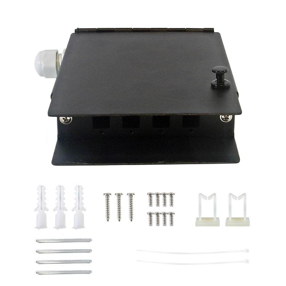Indoor 4-Port Metal Fiber Optic Wall Mount Terminal Box - Black – Generic – Fiber Optic Wall Boxes & Enclosures (photo 3)
