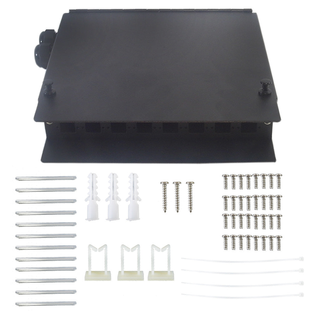 Indoor 16-Port Metal Fiber Optic Wall Mount Terminal Box - Black – Generic – Fiber Optic Wall Boxes & Enclosures (photo 3)