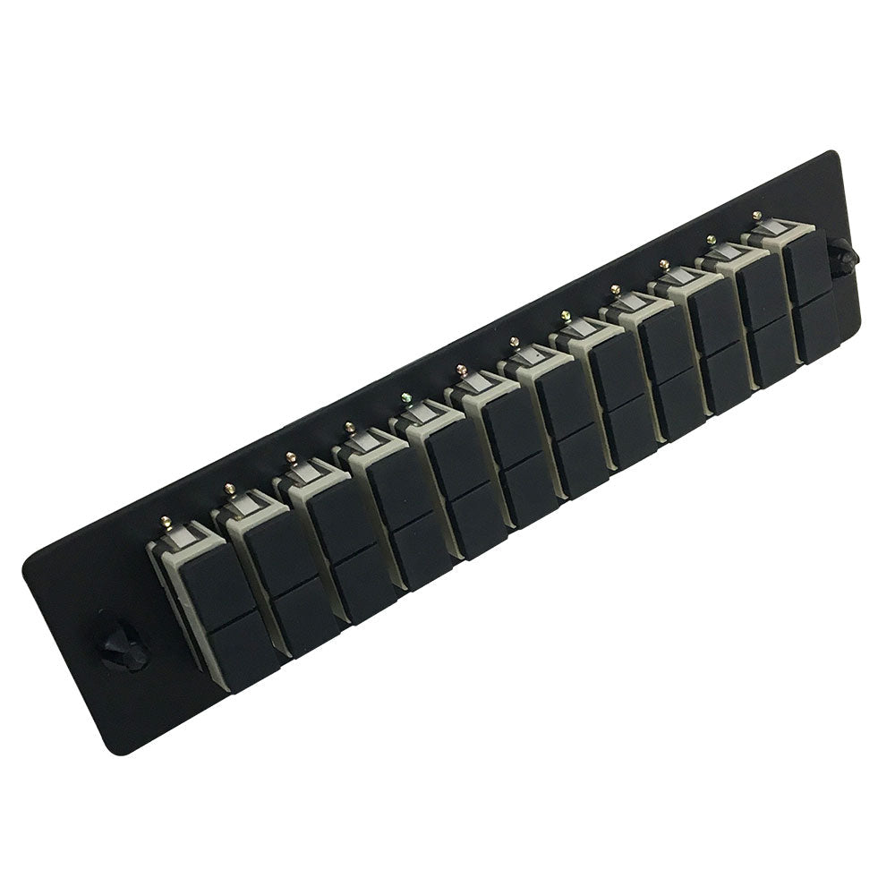 Loaded Adapter Panel with 12 x Duplex SC/PC Multimode (Non-LGX) - Black – Generic – Non-LGX Fiber Optic Patch Panels & Enclosures (photo 2)