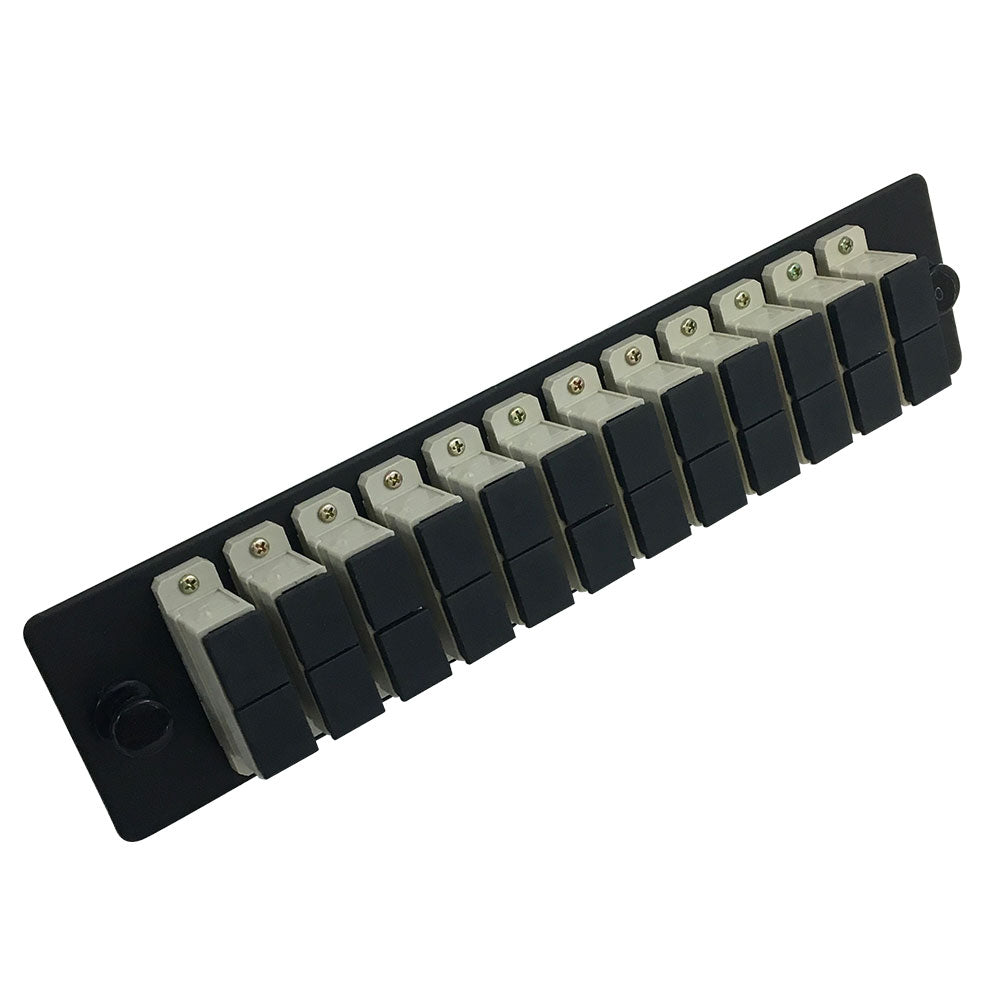 Loaded Adapter Panel with 12 x Duplex SC/PC Multimode (Non-LGX) - Black – Generic – Non-LGX Fiber Optic Patch Panels & Enclosures