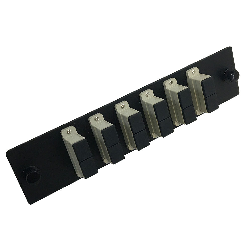 Loaded Adapter Panel with 6 x Duplex SC/PC Multimode (Non-LGX) - Black – Generic – Non-LGX Fiber Optic Patch Panels & Enclosures