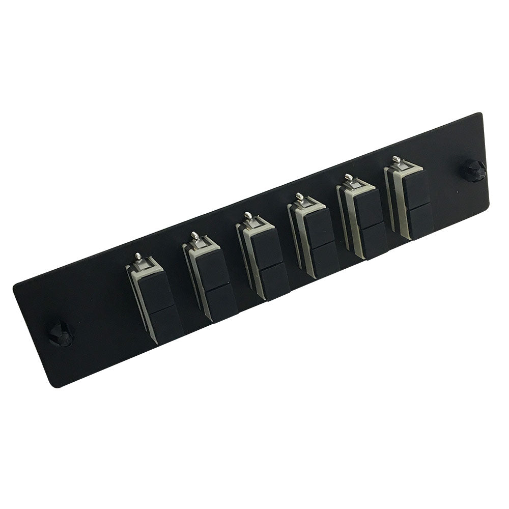 Loaded Adapter Panel with 6 x Duplex SC/PC Multimode (Non-LGX) - Black – Generic – Non-LGX Fiber Optic Patch Panels & Enclosures (photo 2)