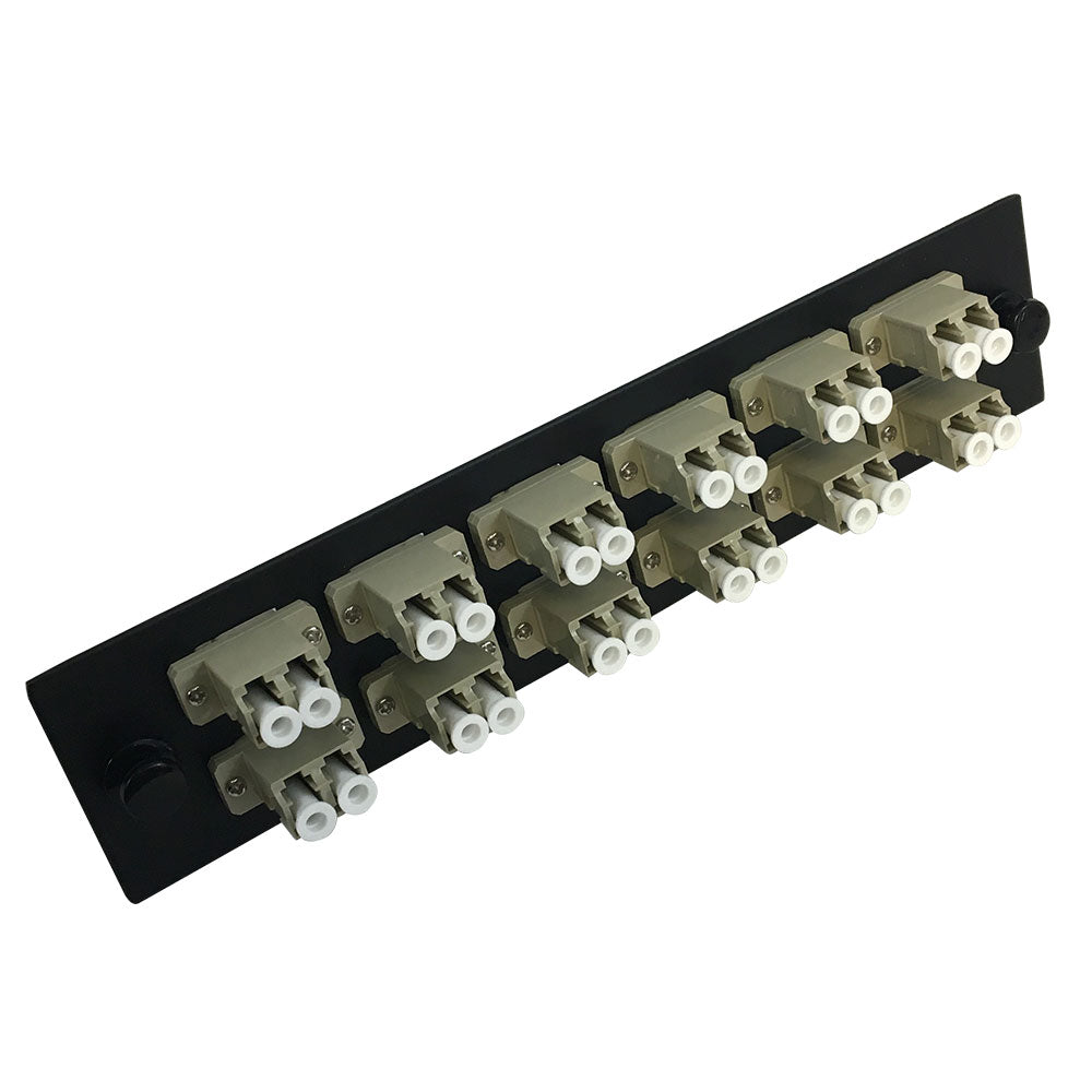 Loaded Adapter Panel with 12x Duplex LC/PC Multimode (Non-LGX) - Black – Generic – Non-LGX Fiber Optic Patch Panels & Enclosures