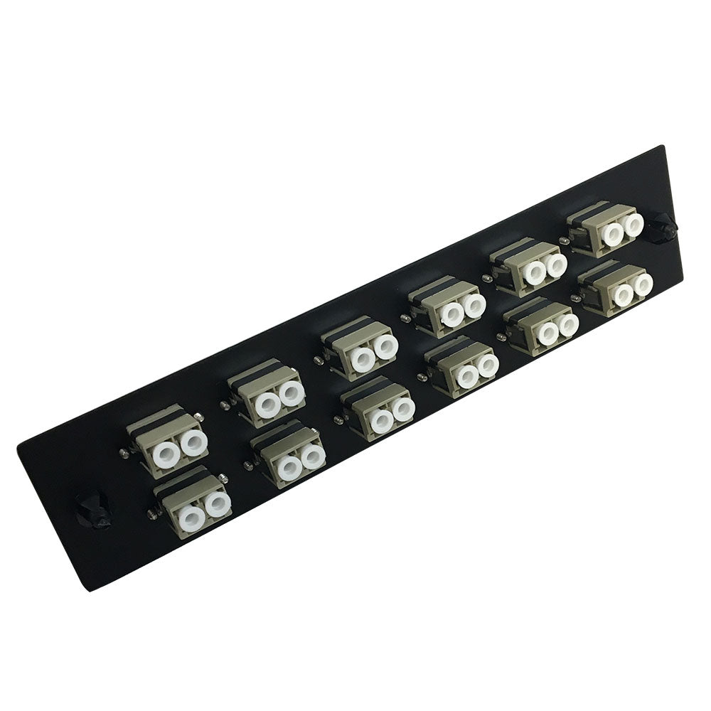 Loaded Adapter Panel with 12x Duplex LC/PC Multimode (Non-LGX) - Black – Generic – Non-LGX Fiber Optic Patch Panels & Enclosures (photo 2)