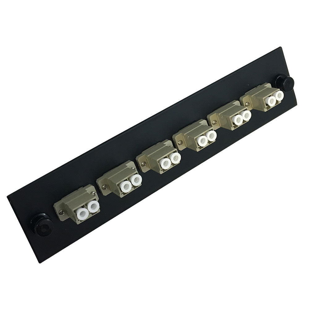 Loaded Adapter Panel with 6x Duplex LC/PC Multimode (Non-LGX) - Black – Generic – Non-LGX Fiber Optic Patch Panels & Enclosures