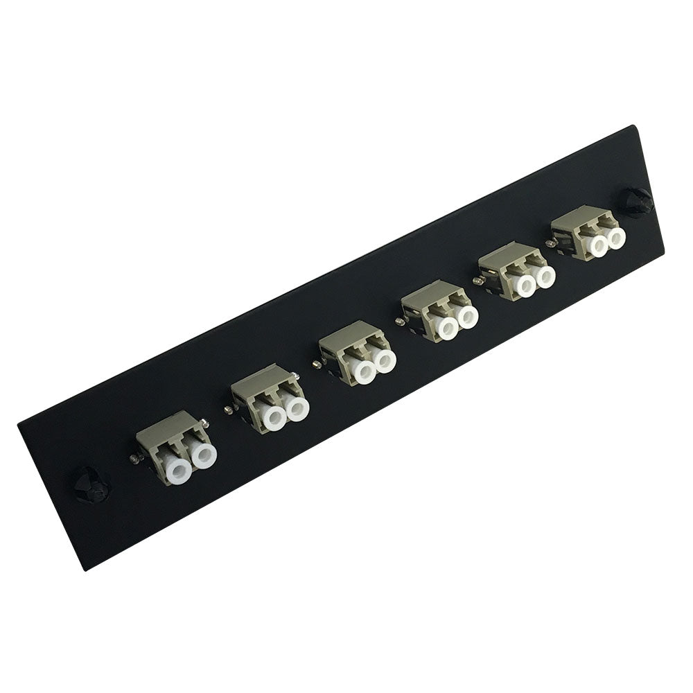 Loaded Adapter Panel with 6x Duplex LC/PC Multimode (Non-LGX) - Black – Generic – Non-LGX Fiber Optic Patch Panels & Enclosures (photo 2)