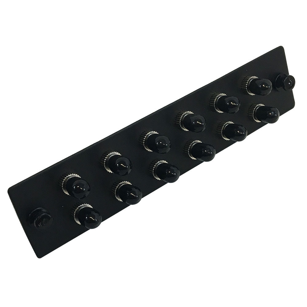 Loaded Adapter Panel with 12x Simplex ST/UPC SM/MM (Non-LGX) - Black – Generic – Non-LGX Fiber Optic Patch Panels & Enclosures