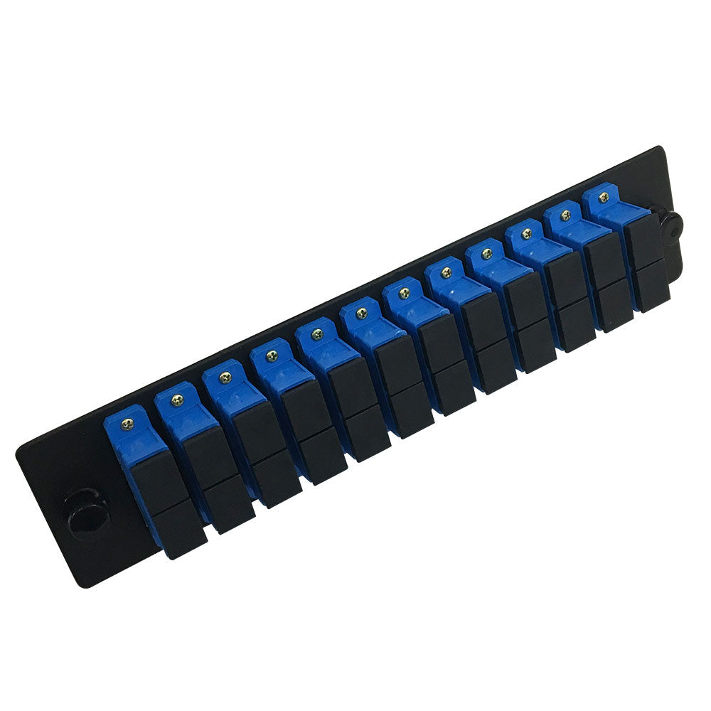 Loaded Adapter Panel with 12 x Duplex SC/UPC Singlemode (Non-LGX) - Black – Generic – Non-LGX Fiber Optic Patch Panels & Enclosures