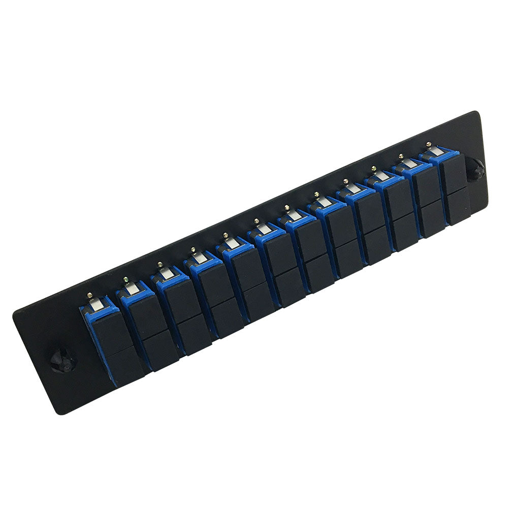 Loaded Adapter Panel with 12 x Duplex SC/UPC Singlemode (Non-LGX) - Black – Generic – Non-LGX Fiber Optic Patch Panels & Enclosures (photo 2)
