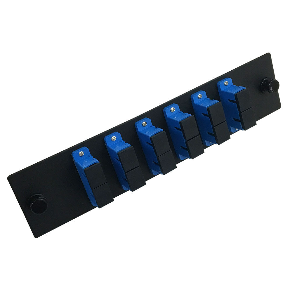 Loaded Adapter Panel with 6 x Duplex SC/UPC Singlemode (Non-LGX) - Black – Generic – Non-LGX Fiber Optic Patch Panels & Enclosures