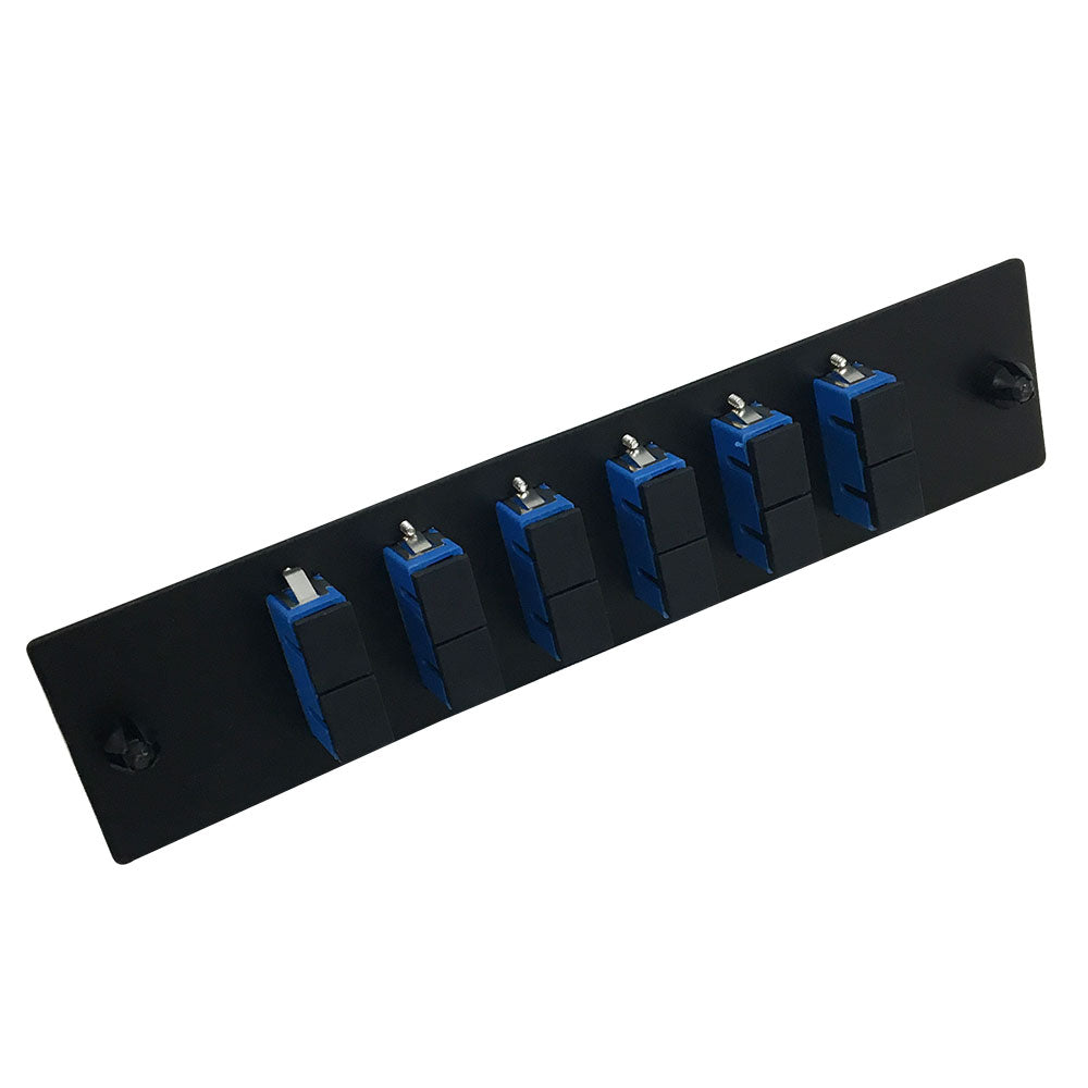 Loaded Adapter Panel with 6 x Duplex SC/UPC Singlemode (Non-LGX) - Black – Generic – Non-LGX Fiber Optic Patch Panels & Enclosures (photo 2)