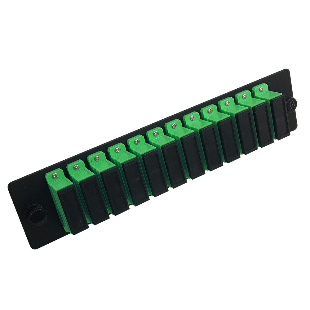Loaded Adapter Panel with 12 x Duplex SC/APC Singlemode (Non-LGX) - Black – Generic – Non-LGX Fiber Optic Patch Panels & Enclosures