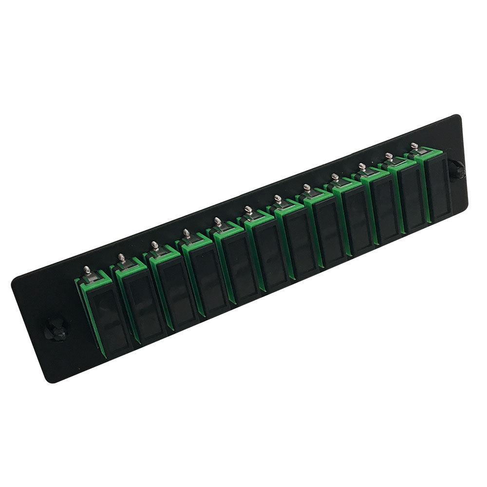 Loaded Adapter Panel with 12 x Duplex SC/APC Singlemode (Non-LGX) - Black – Generic – Non-LGX Fiber Optic Patch Panels & Enclosures (photo 2)