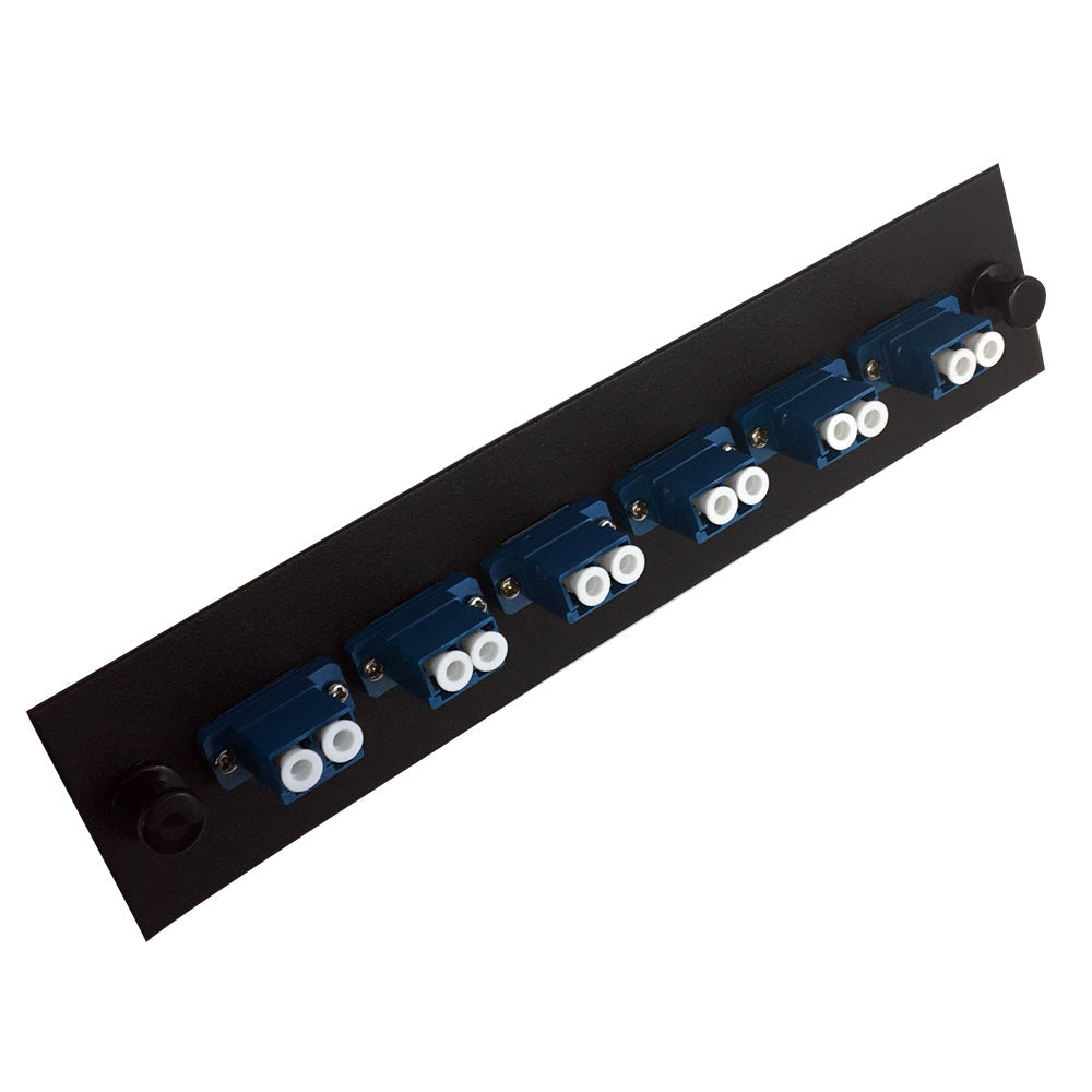 Loaded Adapter Panel with 6x Duplex LC/UPC Singlemode (Non-LGX) - Black – Generic – Non-LGX Fiber Optic Patch Panels & Enclosures