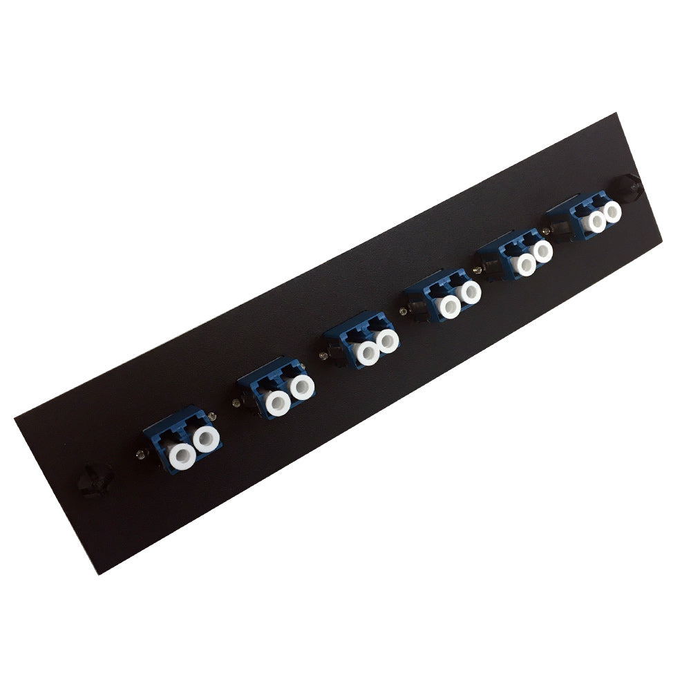 Loaded Adapter Panel with 6x Duplex LC/UPC Singlemode (Non-LGX) - Black – Generic – Non-LGX Fiber Optic Patch Panels & Enclosures (photo 2)